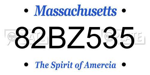 82BZ535 Massachusetts License Plate