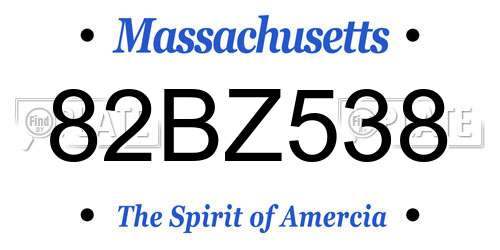 82BZ538 Massachusetts License Plate