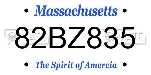 82BZ835 Massachusetts License Plate