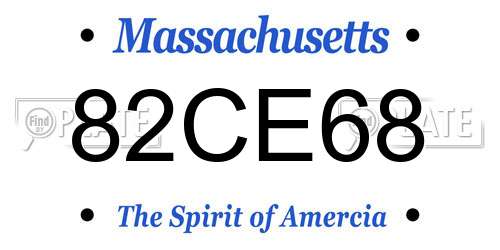 82CE68 Massachusetts License Plate