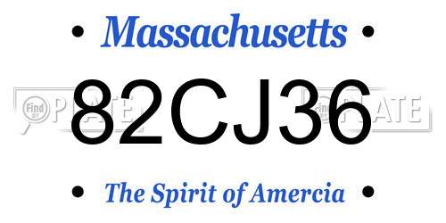 82CJ36 Massachusetts License Plate