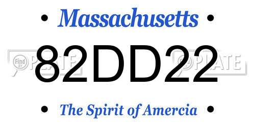 82DD22 Massachusetts License Plate
