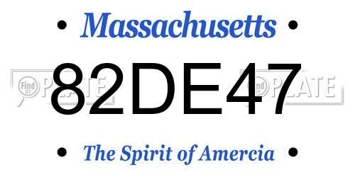 82DE47 Massachusetts License Plate