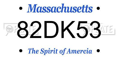 82DK53 Massachusetts License Plate