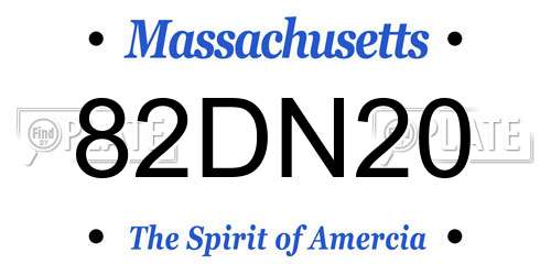82DN20 Massachusetts License Plate