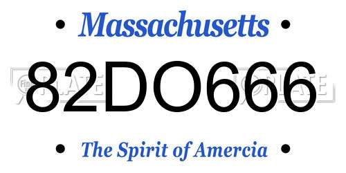 82DO666 Massachusetts License Plate