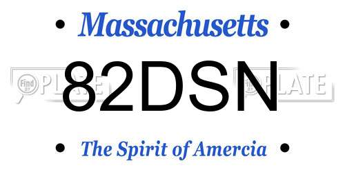 82DSN Massachusetts License Plate