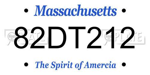 82DT212 Massachusetts License Plate