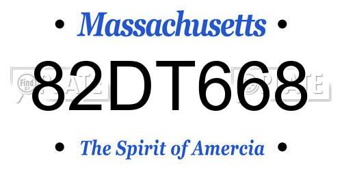82DT668 Massachusetts License Plate