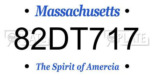 82DT717 Massachusetts License Plate
