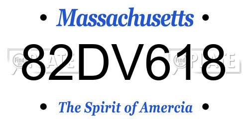 82DV618 Massachusetts License Plate