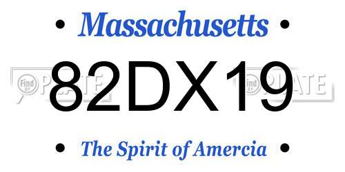 82DX19 Massachusetts License Plate