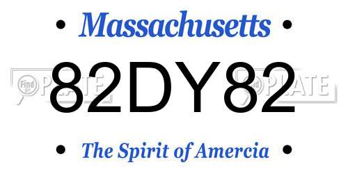 82DY82 Massachusetts License Plate