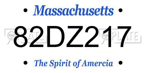 82DZ217 Massachusetts License Plate