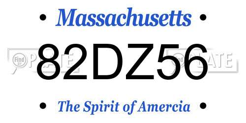 82DZ56 Massachusetts License Plate