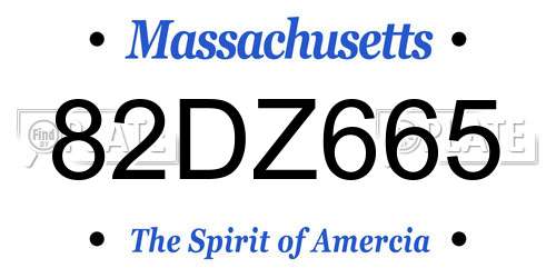 82DZ665 Massachusetts License Plate