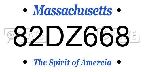82DZ668 Massachusetts License Plate