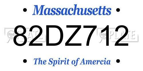 82DZ712 Massachusetts License Plate