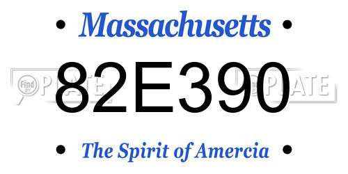 82E390 Massachusetts License Plate