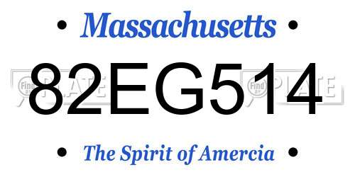 82EG514 Massachusetts License Plate