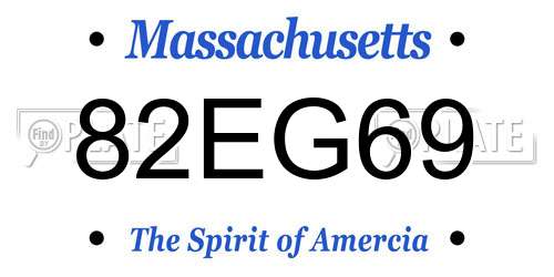 82EG69 Massachusetts License Plate