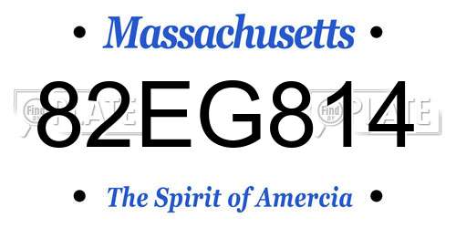 82EG814 Massachusetts License Plate
