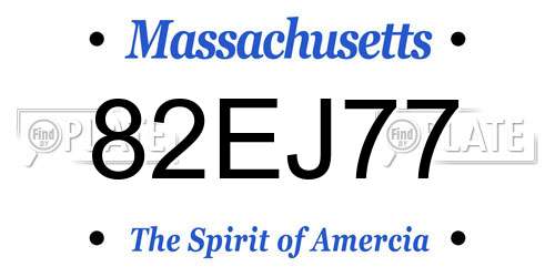 82EJ77 Massachusetts License Plate