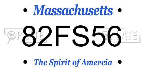 82FS56 Massachusetts License Plate
