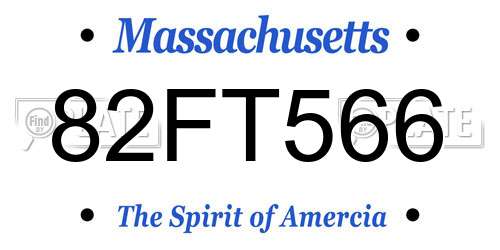 82FT566 Massachusetts License Plate