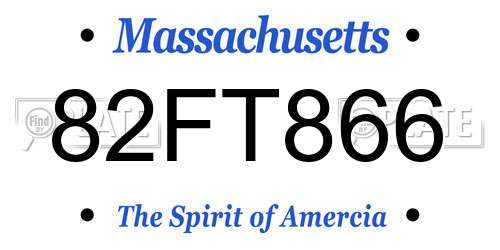 82FT866 Massachusetts License Plate