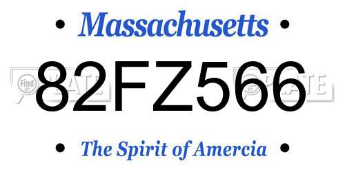 82FZ566 Massachusetts License Plate