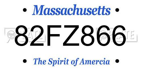82FZ866 Massachusetts License Plate