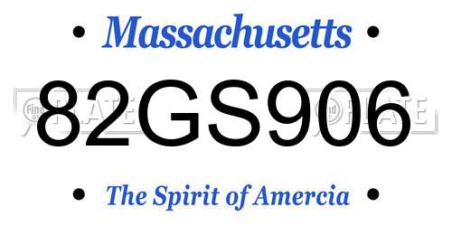 82GS906 Massachusetts License Plate