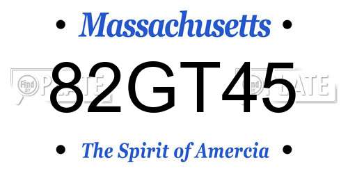 82GT45 Massachusetts License Plate