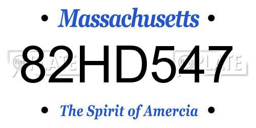 82HD547 Massachusetts License Plate