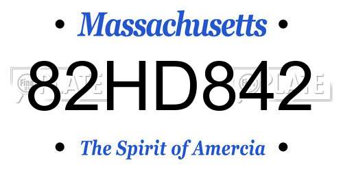 82HD842 Massachusetts License Plate