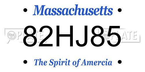 82HJ85 Massachusetts License Plate