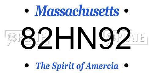 82HN92 Massachusetts License Plate
