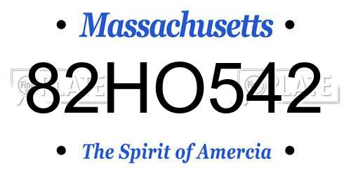 82HO542 Massachusetts License Plate
