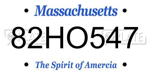 82HO547 Massachusetts License Plate