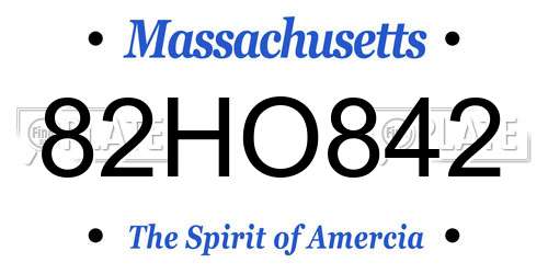 82HO842 Massachusetts License Plate