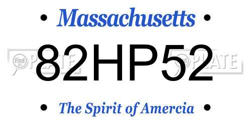 82HP52 Massachusetts License Plate