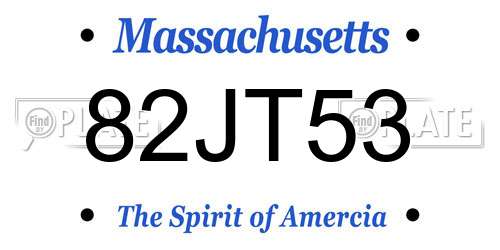 82JT53 Massachusetts License Plate