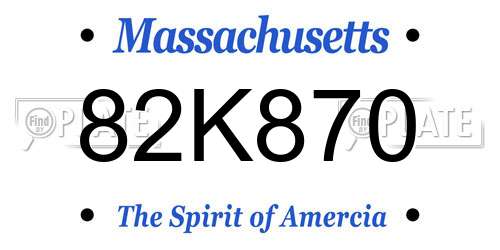 82K870 Massachusetts License Plate