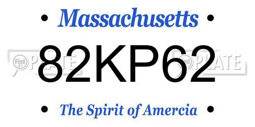 82KP62 Massachusetts License Plate