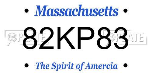 82KP83 Massachusetts License Plate