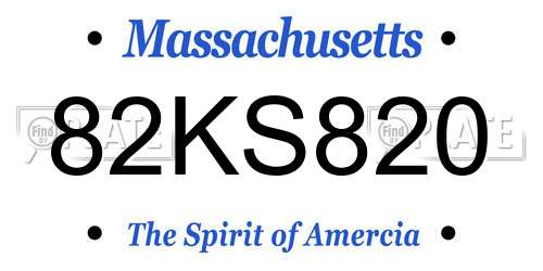 82KS820 Massachusetts License Plate