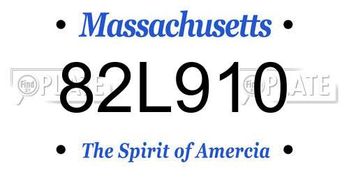 82L910 Massachusetts License Plate