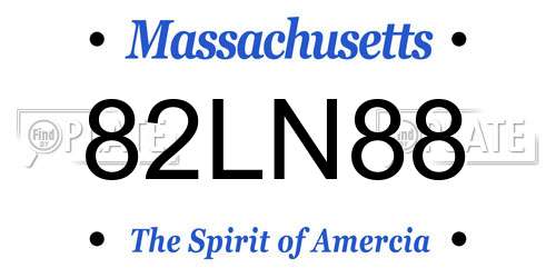 82LN88 Massachusetts License Plate