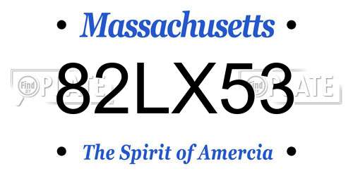 82LX53 Massachusetts License Plate